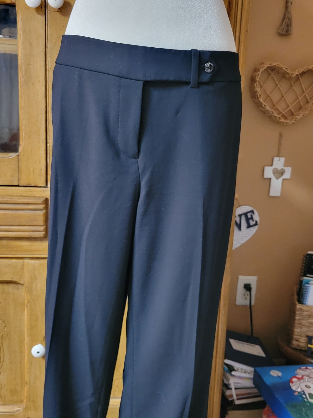 Calvin Klein Black Straight-Leg Dress Trousers 10